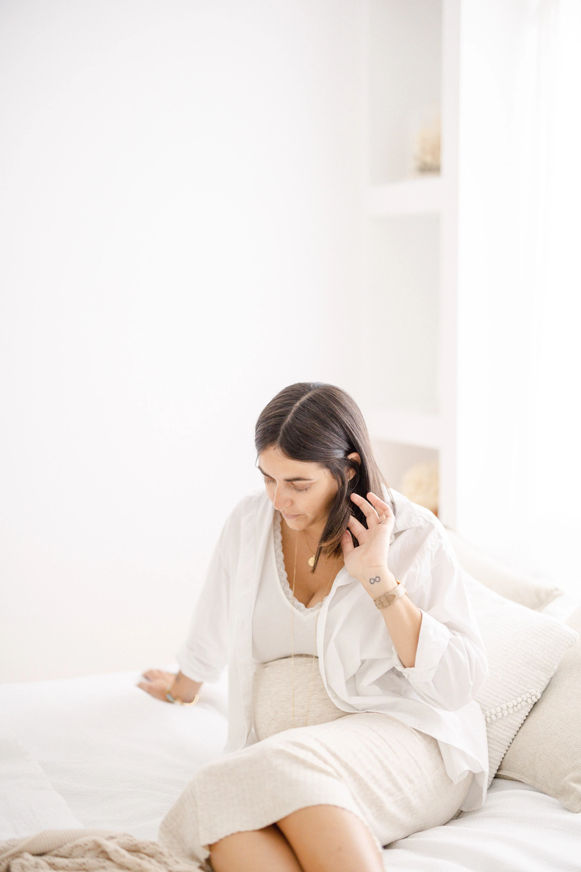 enfant beige gris grossesse studio